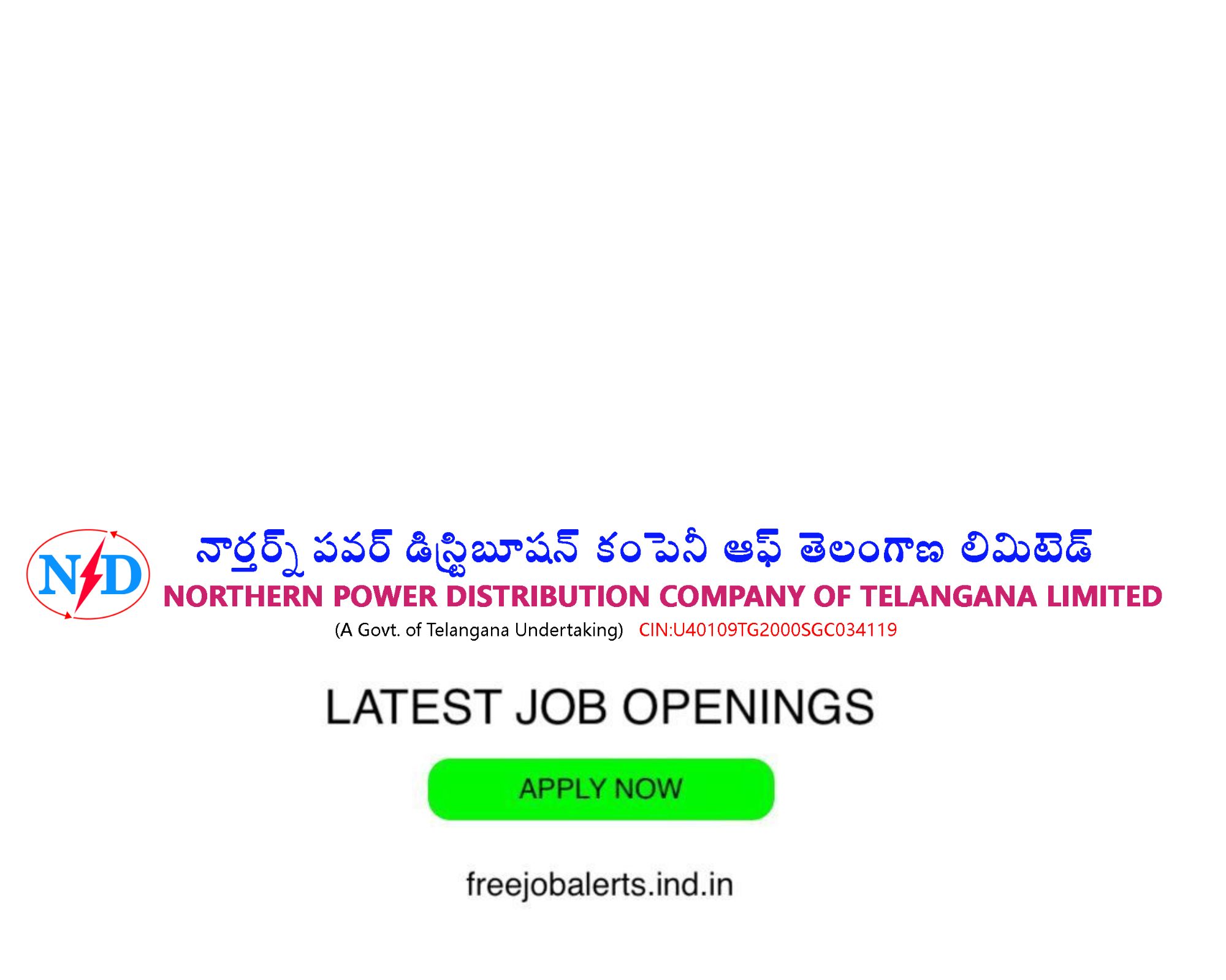 Northern Power Distribution Company of Telangana Limited- TSNPDCL - Latest Govt job openings - Free job alerts, Indian Govt Jobs